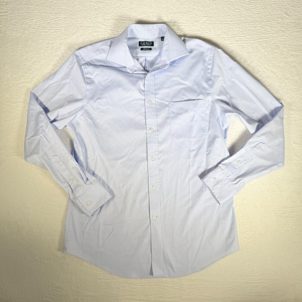 Lauren Ralph Lauren Dress Shirt Mens 15.5 34/35 M Blue‎ Regular Fit Stretch